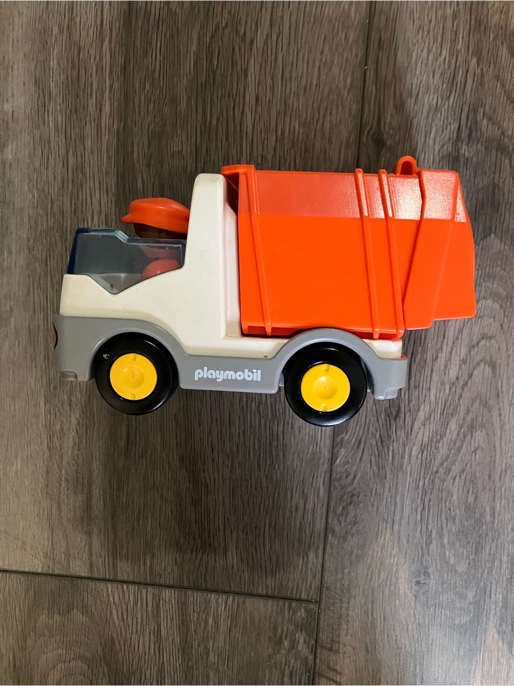 Playmobil 1.2.3 Garbage Recycling Truck Driver Figure White Orange Set 6774